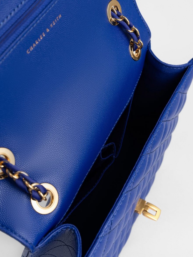 τσάντα clutch Charles And Keith Καπιτονέ Chain λουρακια μπλε | 92548-GNXU