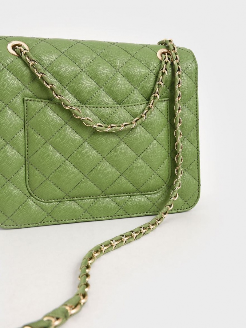 τσάντα clutch Charles And Keith Καπιτονέ Chain λουρακια πρασινο | 94675-UQEW