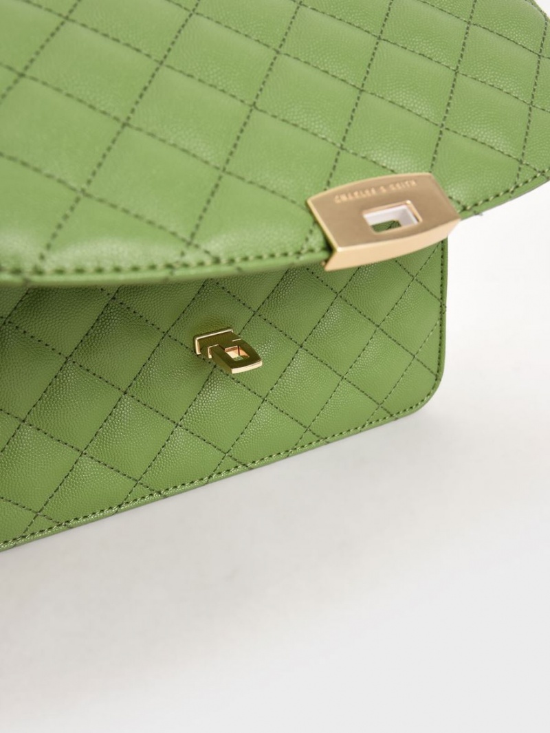 τσάντα clutch Charles And Keith Καπιτονέ Chain λουρακια πρασινο | 94675-UQEW