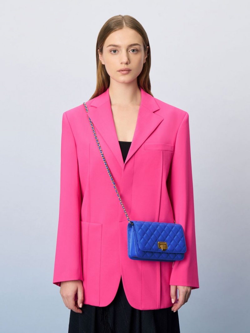 τσάντα clutch Charles And Keith Καπιτονέ Push-Lock μπλε | 32190-VFLJ