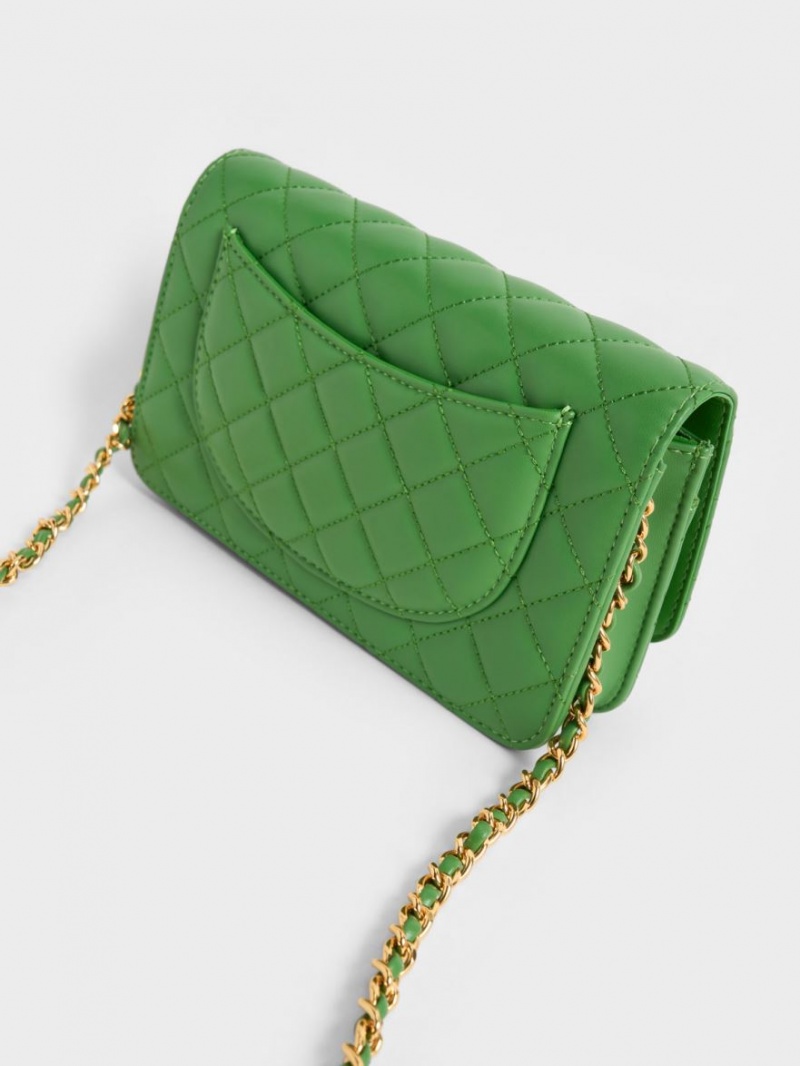 τσάντα clutch Charles And Keith Καπιτονέ Push-Lock πρασινο | 74905-SHYX