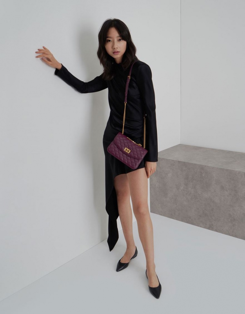 τσάντα clutch Charles And Keith Καπιτονέ Turn-Lock μωβ | 97368-MHNJ