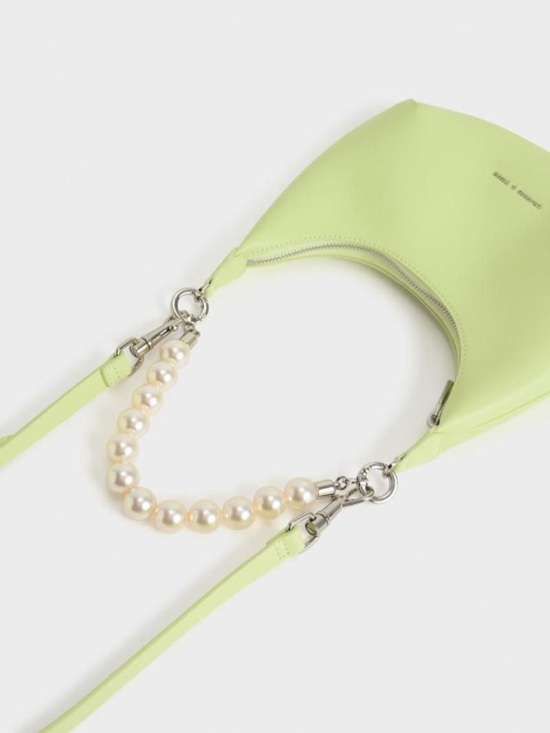 τσάντα hobo Charles And Keith Beaded Handle ανοιχτο πρασινο | 34715-HGAT