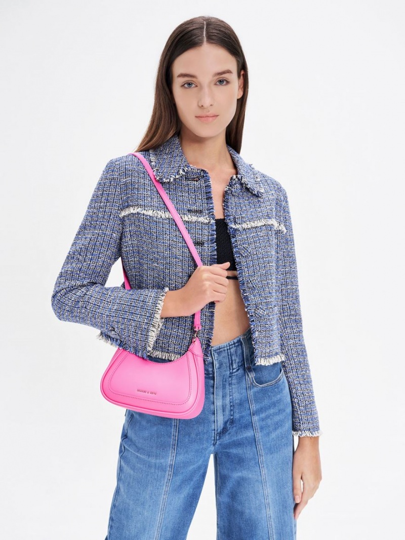 τσάντα hobo Charles And Keith Beaded Handle ροζ | 02813-MVWL