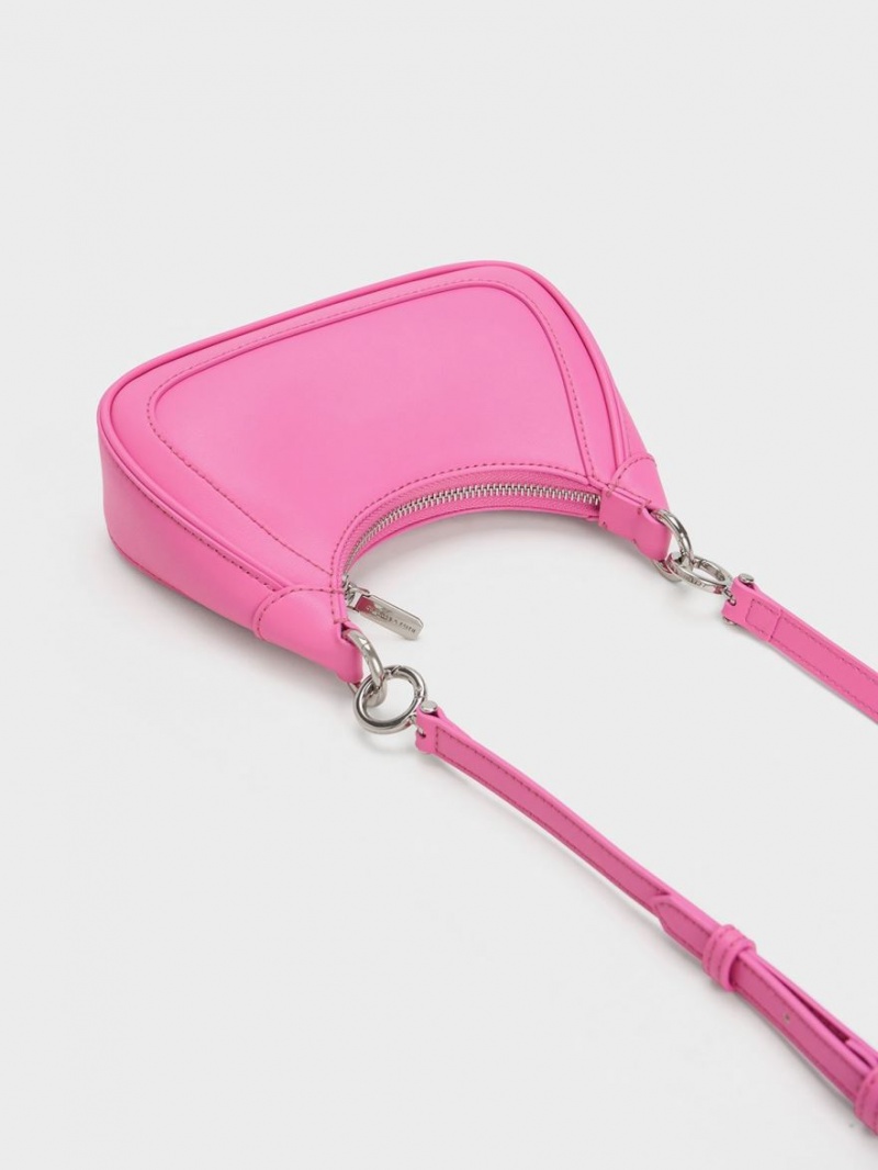 τσάντα hobo Charles And Keith Beaded Handle ροζ | 02813-MVWL