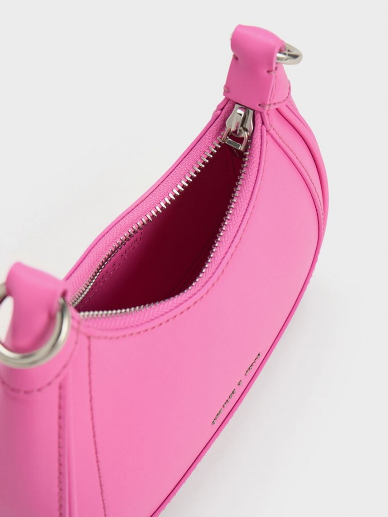 τσάντα hobo Charles And Keith Beaded Handle ροζ | 02813-MVWL