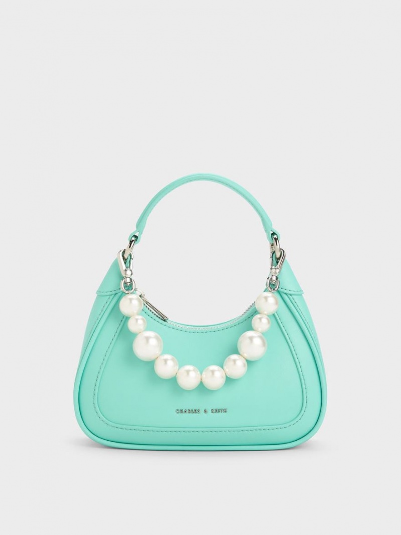 τσάντα hobo Charles And Keith Beaded Handle τυρκουάζ | 43295-BMKV
