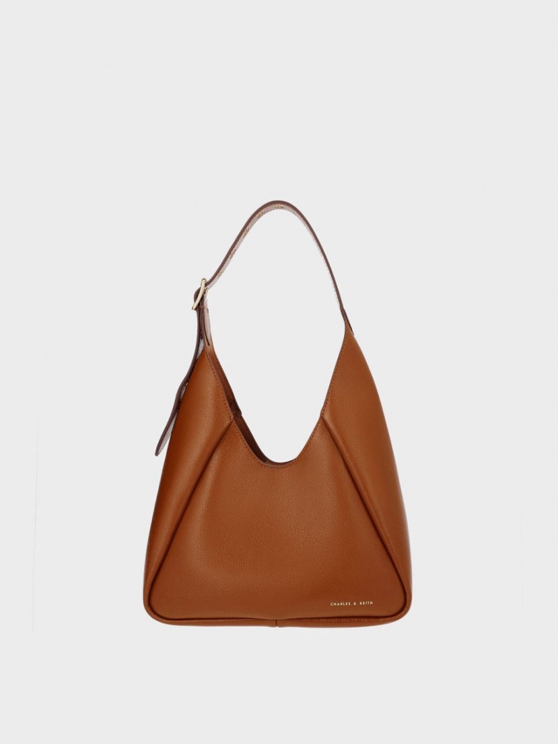 τσάντα hobo Charles And Keith Buzz Large σοκολάτα | 76534-HROC