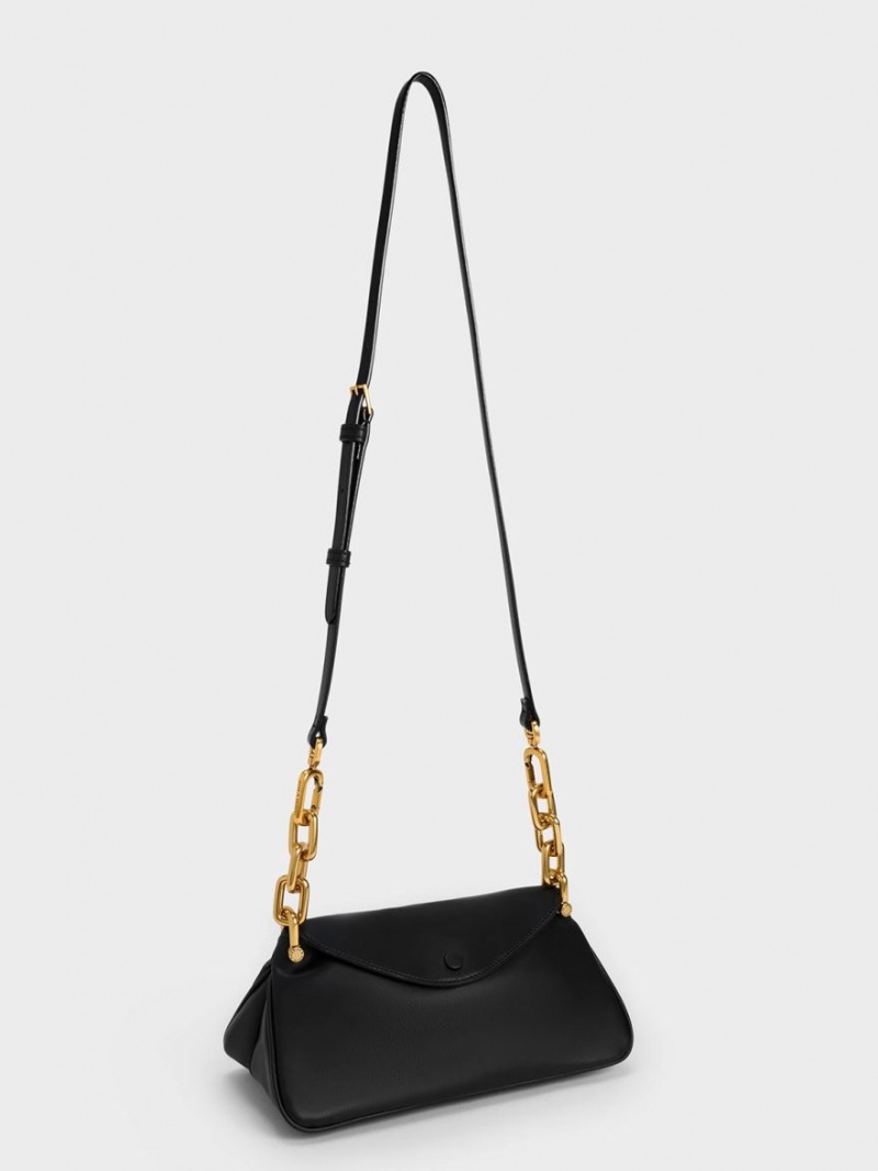 τσάντα hobo Charles And Keith Cleona Braided Handle μαυρα | 38265-TCBV