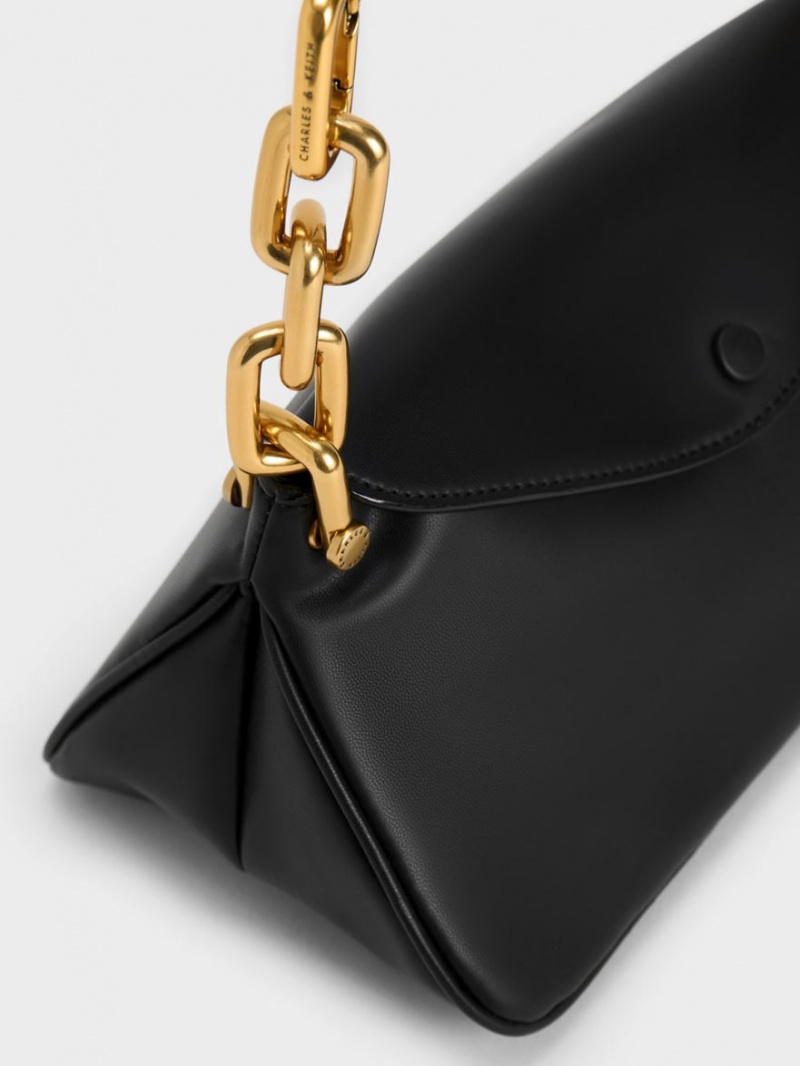 τσάντα hobo Charles And Keith Cleona Braided Handle μαυρα | 38265-TCBV