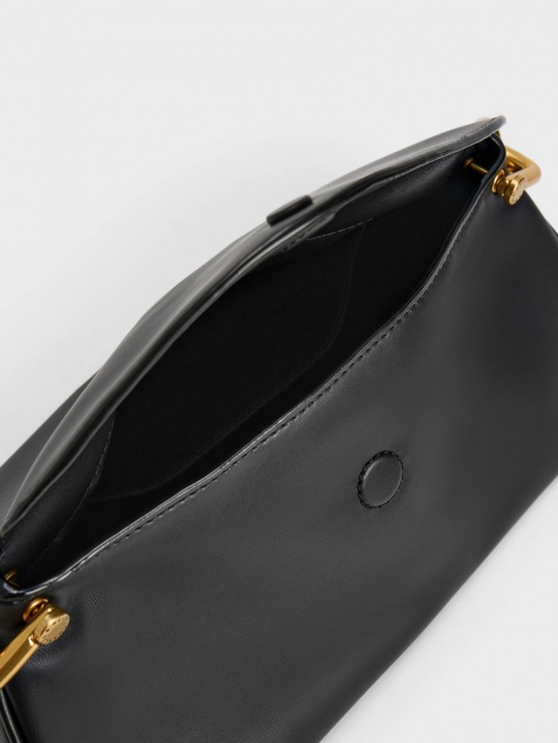 τσάντα hobo Charles And Keith Cleona Braided Handle μαυρα | 38265-TCBV