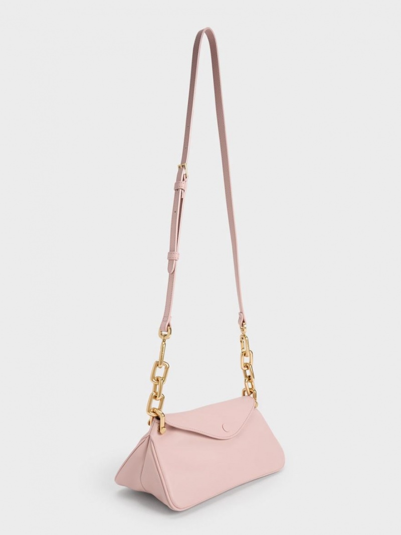 τσάντα hobo Charles And Keith Cleona Braided Handle ανοιχτο ροζ | 90547-OLVD