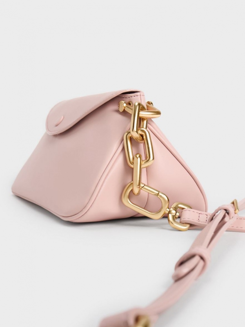 τσάντα hobo Charles And Keith Cleona Braided Handle ανοιχτο ροζ | 90547-OLVD