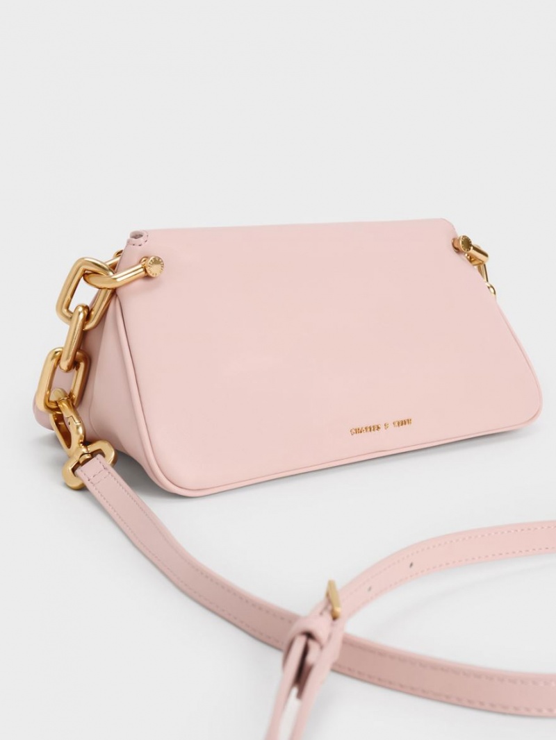τσάντα hobo Charles And Keith Cleona Braided Handle ανοιχτο ροζ | 90547-OLVD