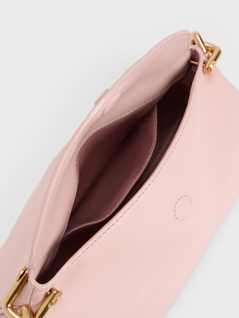 τσάντα hobo Charles And Keith Cleona Braided Handle ανοιχτο ροζ | 90547-OLVD