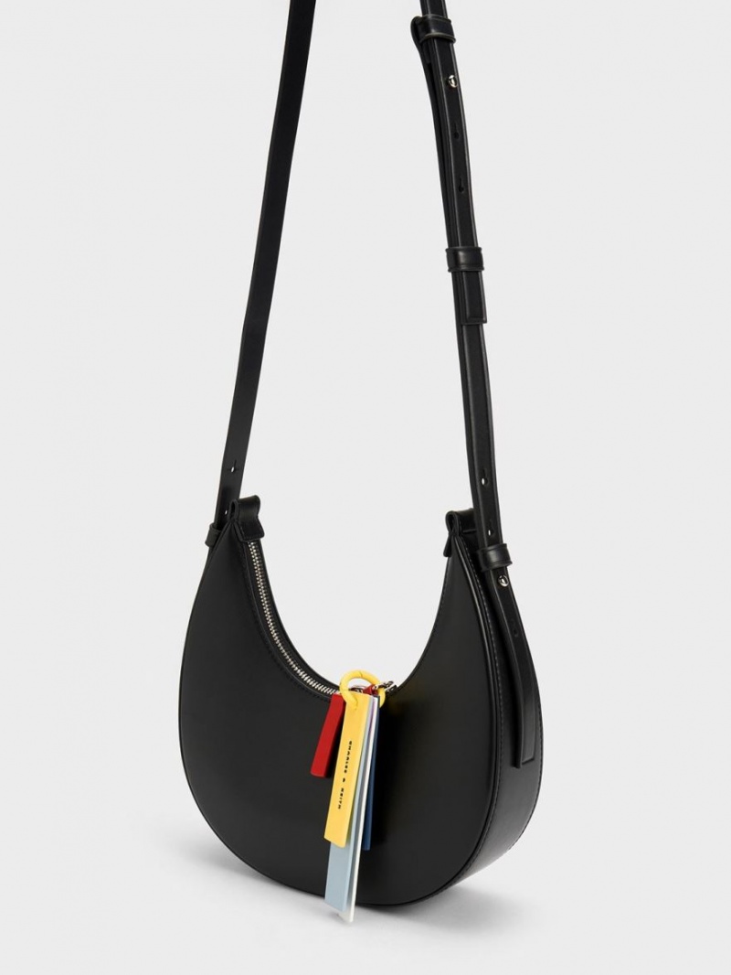 τσάντα hobo Charles And Keith Cockade Crescent μαυρα | 40735-FWMB