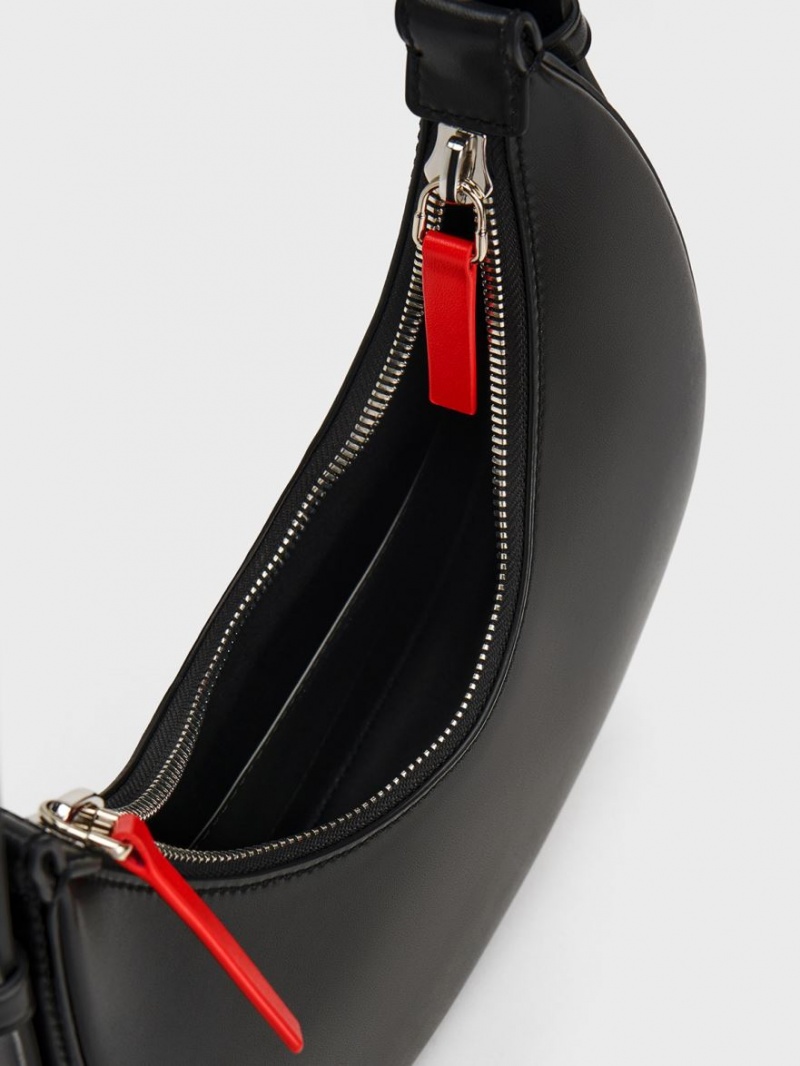 τσάντα hobo Charles And Keith Cockade Crescent μαυρα | 40735-FWMB