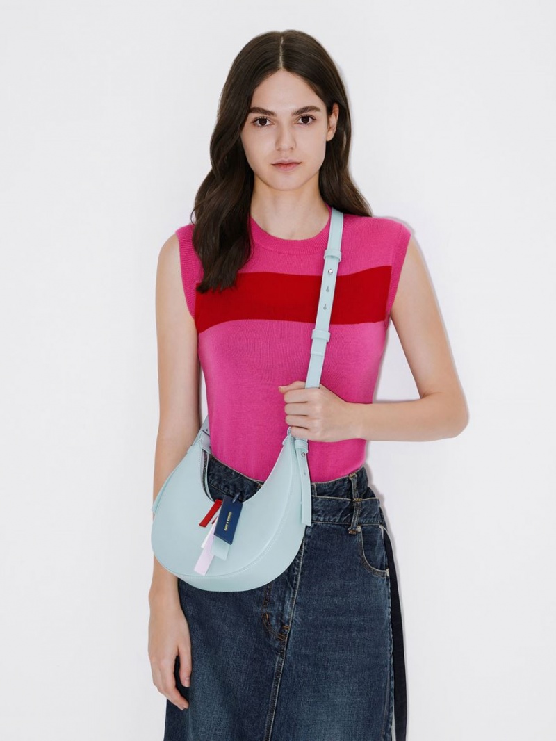 τσάντα hobo Charles And Keith Cockade Crescent μπλε | 61394-IQSH