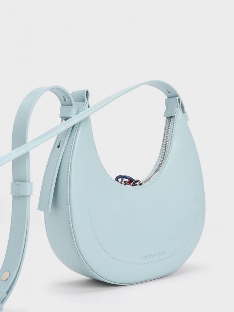 τσάντα hobo Charles And Keith Cockade Crescent μπλε | 61394-IQSH