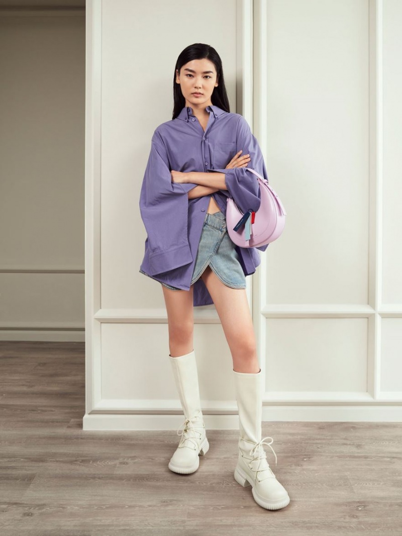 τσάντα hobo Charles And Keith Cockade Crescent μωβ | 58649-FRTY