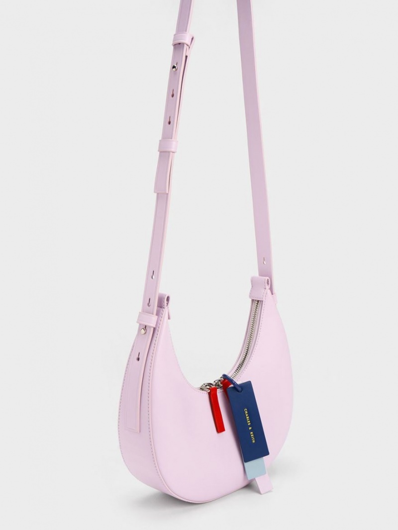 τσάντα hobo Charles And Keith Cockade Crescent μωβ | 58649-FRTY