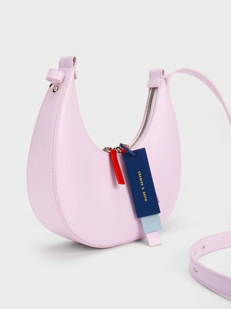 τσάντα hobo Charles And Keith Cockade Crescent μωβ | 58649-FRTY