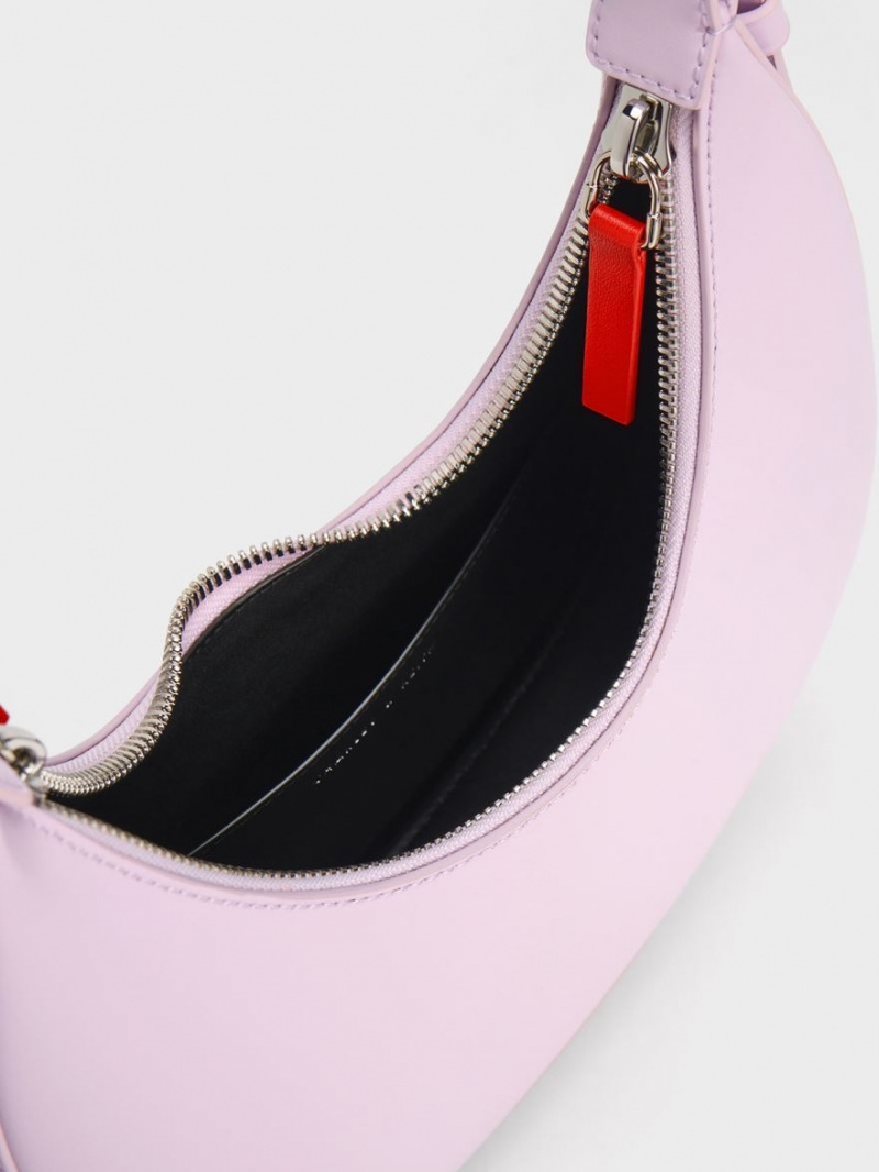 τσάντα hobo Charles And Keith Cockade Crescent μωβ | 58649-FRTY