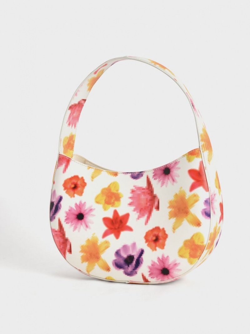 τσάντα hobo Charles And Keith Coda Floral-Print Top Handle Πολύχρωμο | 83019-VKEJ