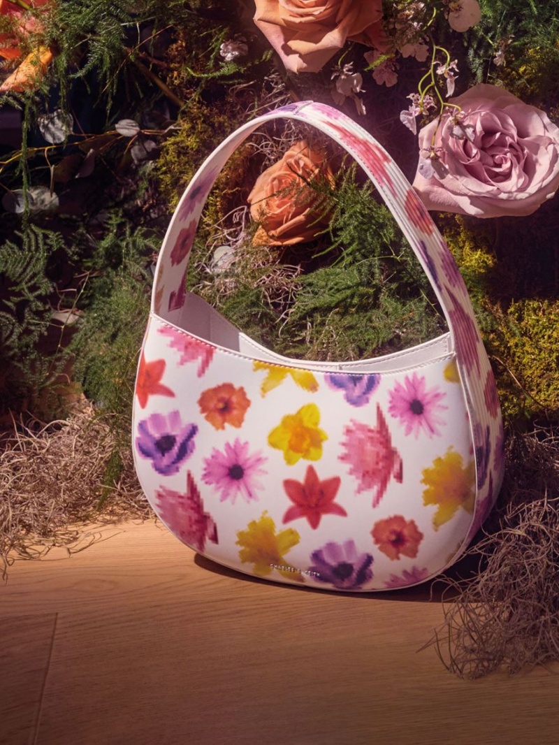 τσάντα hobo Charles And Keith Coda Floral-Print Top Handle Πολύχρωμο | 83019-VKEJ