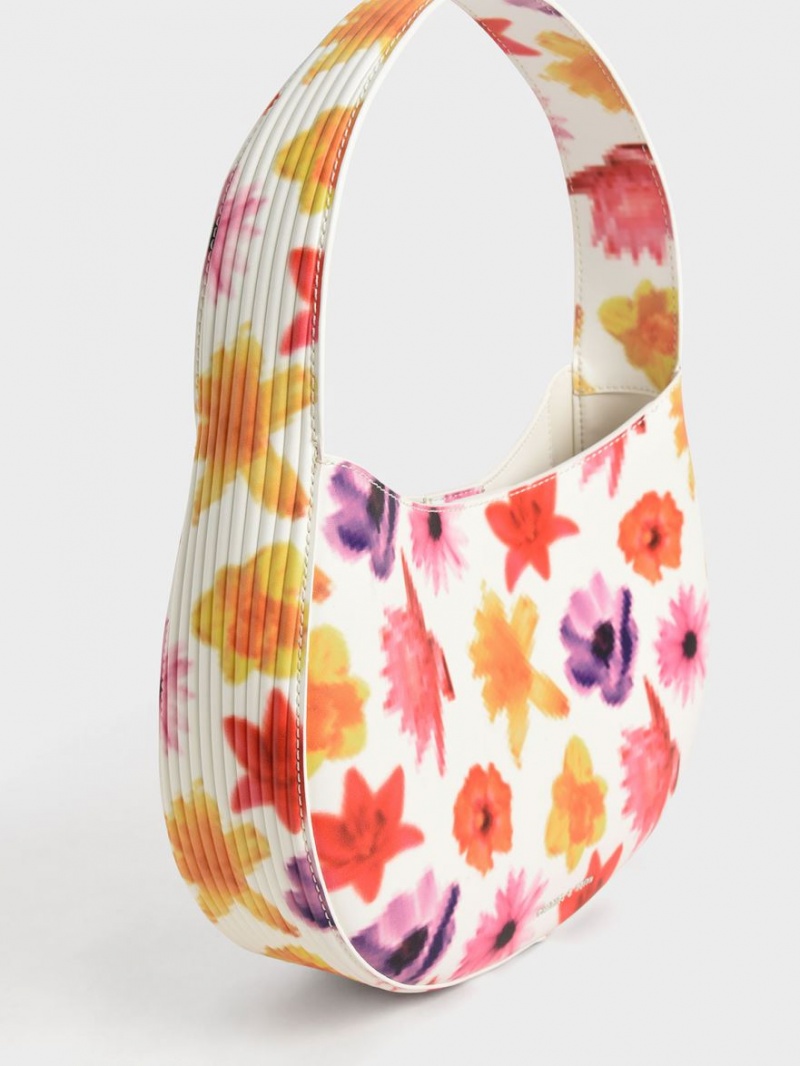 τσάντα hobo Charles And Keith Coda Floral-Print Top Handle Πολύχρωμο | 83019-VKEJ