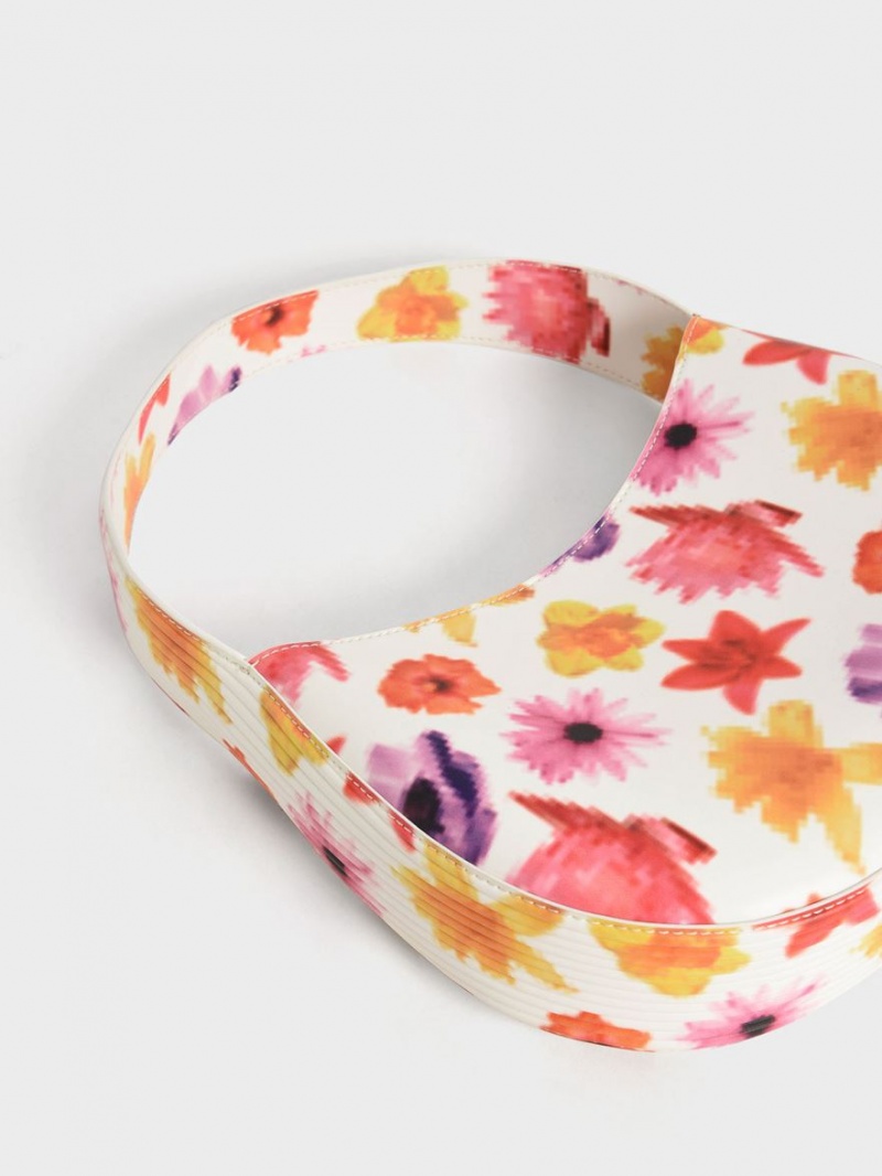 τσάντα hobo Charles And Keith Coda Floral-Print Top Handle Πολύχρωμο | 83019-VKEJ