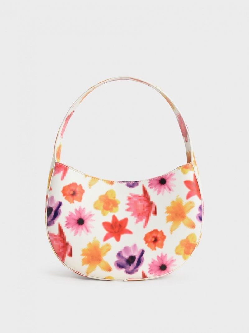 τσάντα hobo Charles And Keith Coda Floral-Print Top Handle Πολύχρωμο | 83019-VKEJ