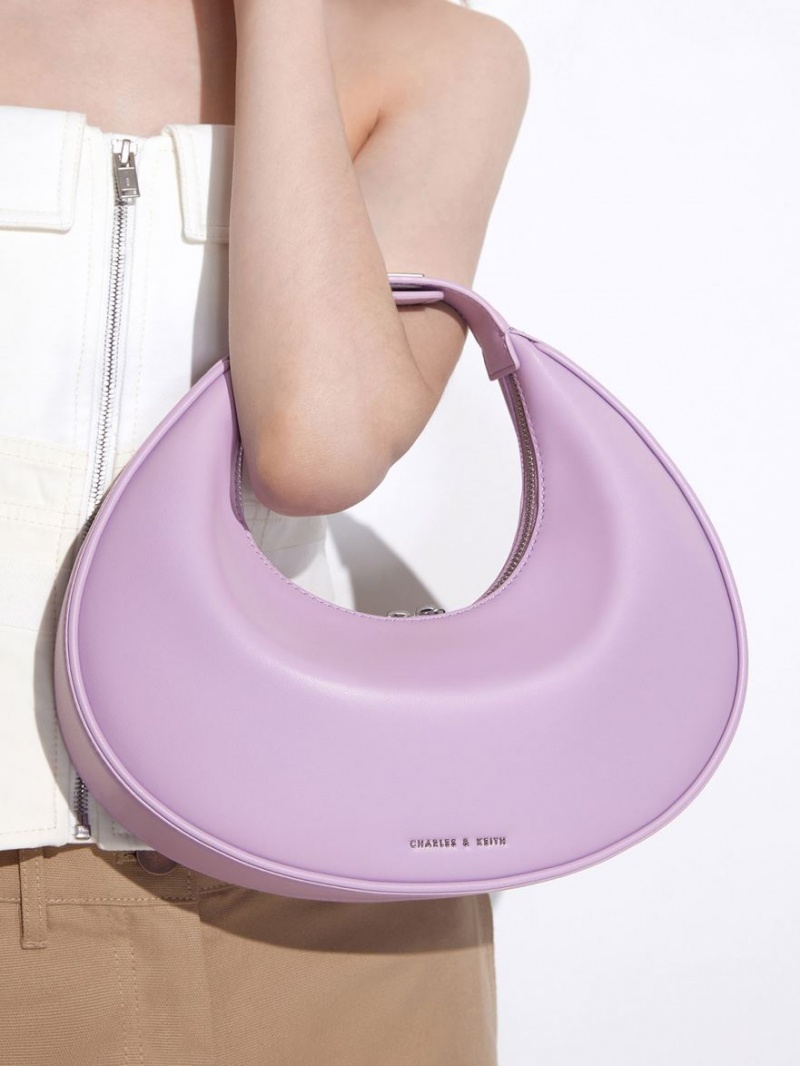 τσάντα hobo Charles And Keith Crescent μωβ | 26180-GCBU