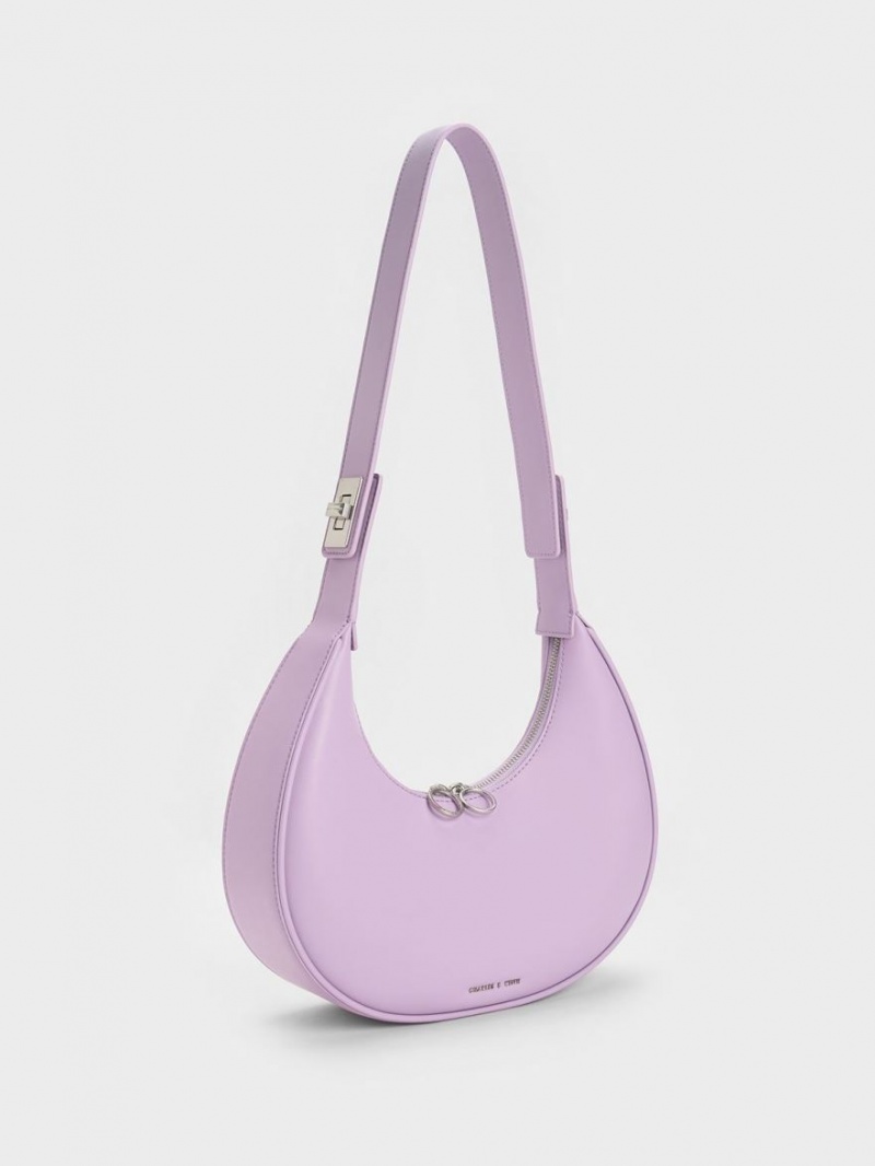τσάντα hobo Charles And Keith Crescent μωβ | 26180-GCBU