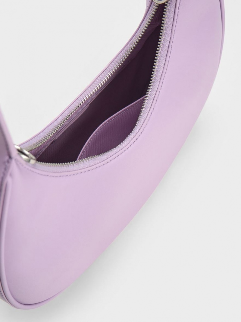 τσάντα hobo Charles And Keith Crescent μωβ | 26180-GCBU