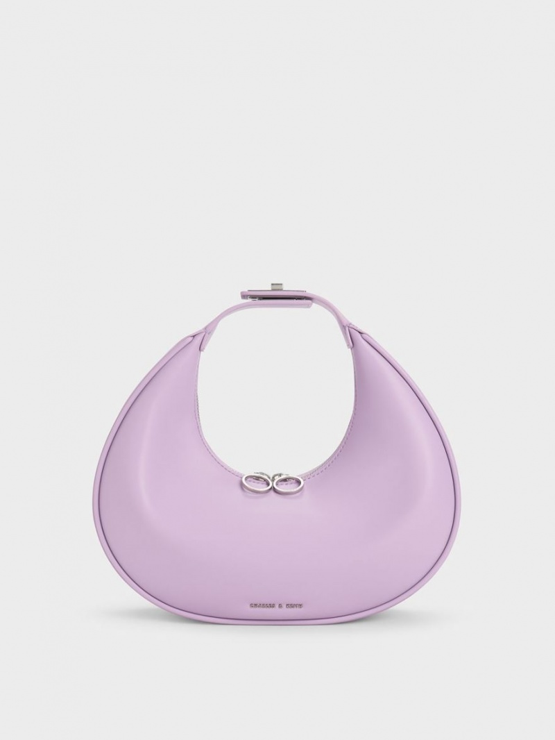 τσάντα hobo Charles And Keith Crescent μωβ | 26180-GCBU