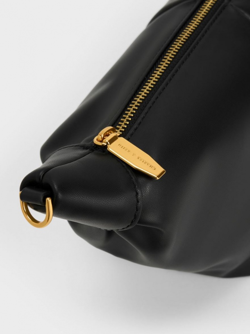 τσάντα hobo Charles And Keith Daki Chain Handle μαυρα | 60197-HMBC