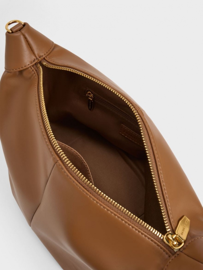τσάντα hobo Charles And Keith Daki Chain Handle σοκολάτα | 83671-YAXO