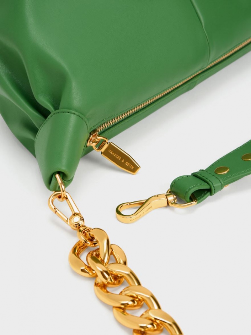 τσάντα hobo Charles And Keith Daki Chain Handle πρασινο | 74028-JOIR