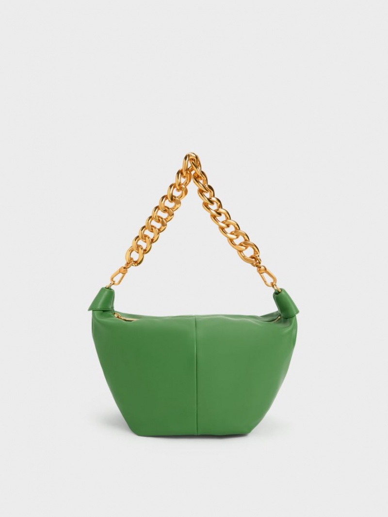 τσάντα hobo Charles And Keith Daki Chain Handle πρασινο | 74028-JOIR