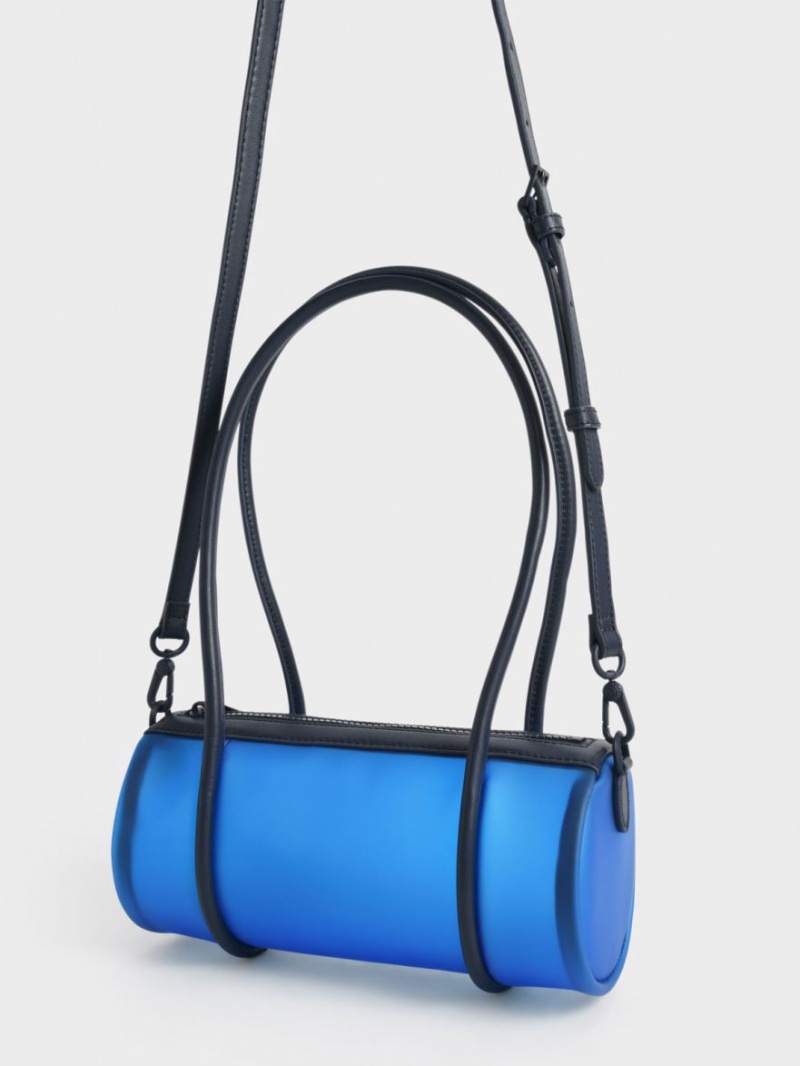 τσάντα hobo Charles And Keith Double Handle μπλε | 54916-IQBR