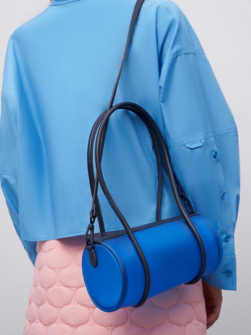 τσάντα hobo Charles And Keith Double Handle μπλε | 54916-IQBR
