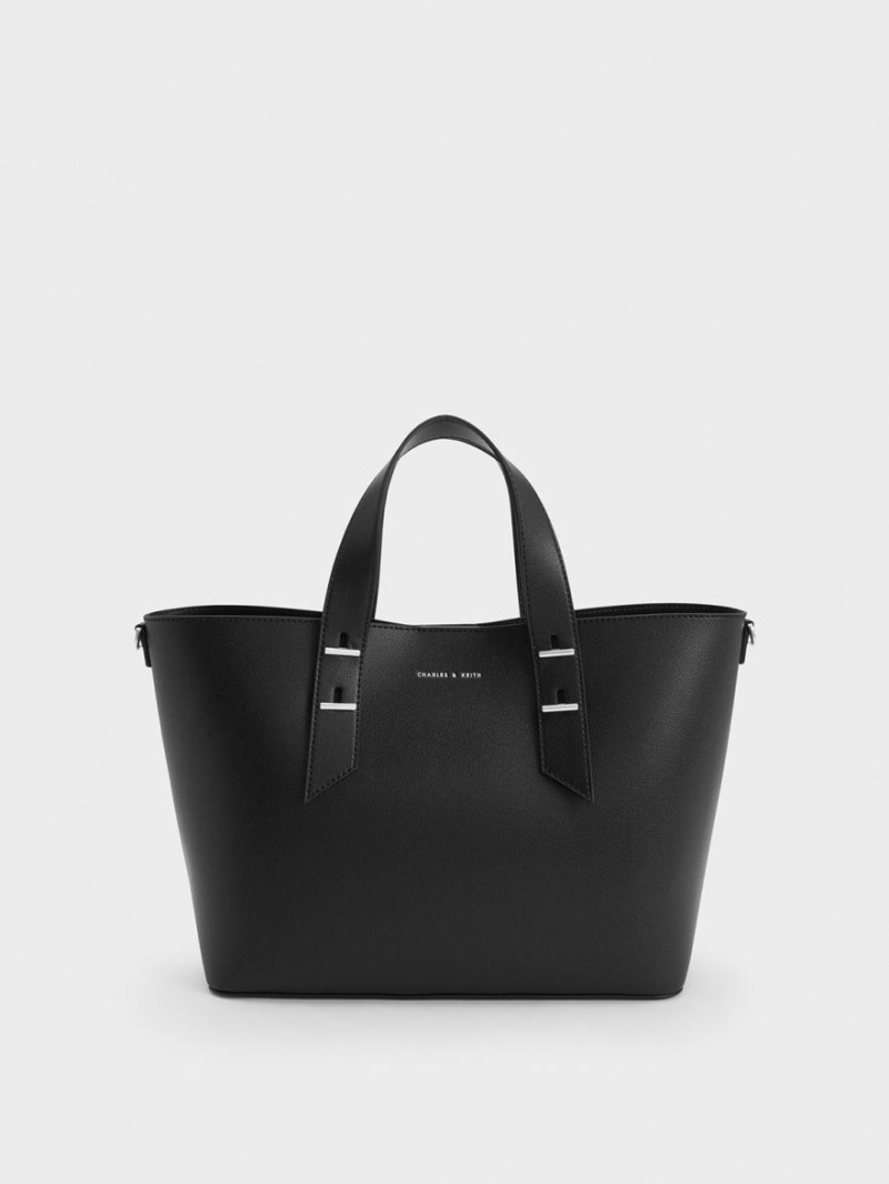 τσάντα hobo Charles And Keith Double Handle μαυρα | 20618-JFRP
