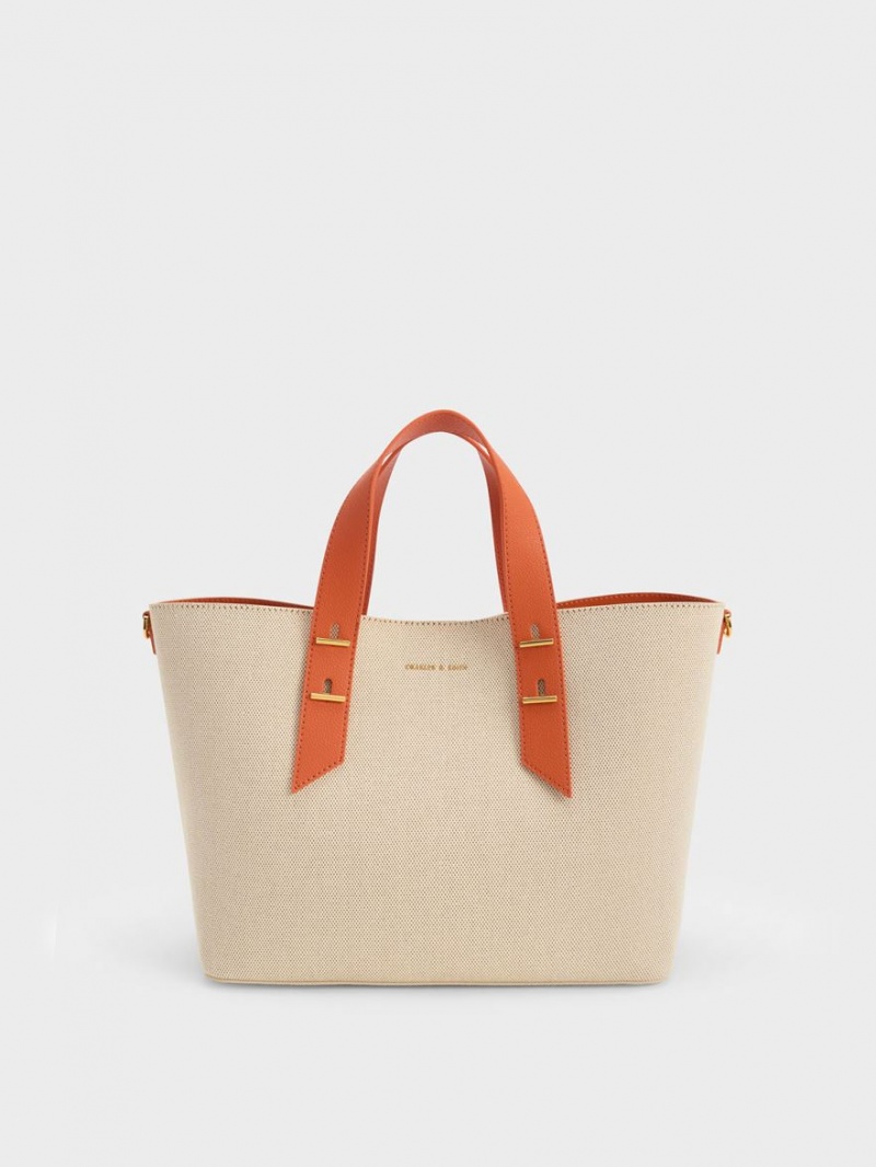 τσάντα hobo Charles And Keith Double Handle πορτοκαλι | 89724-BVTI