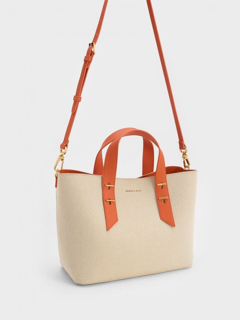 τσάντα hobo Charles And Keith Double Handle πορτοκαλι | 89724-BVTI