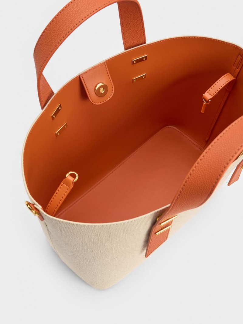 τσάντα hobo Charles And Keith Double Handle πορτοκαλι | 89724-BVTI