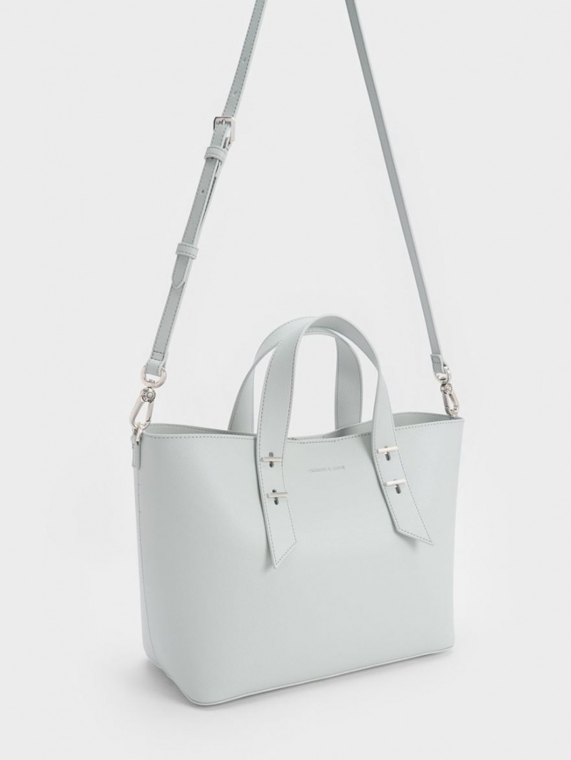 τσάντα hobo Charles And Keith Double Handle ανοιχτο γκρι | 40839-KTZW
