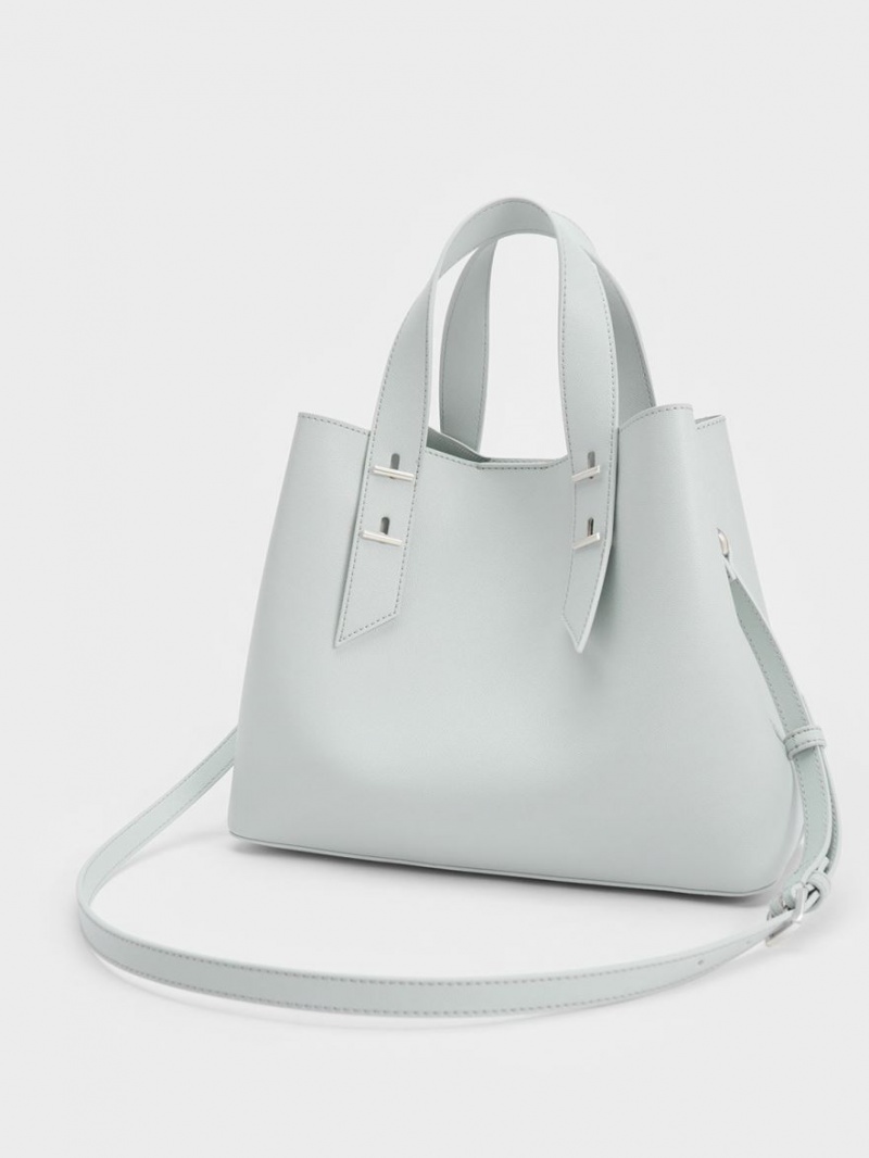 τσάντα hobo Charles And Keith Double Handle ανοιχτο γκρι | 40839-KTZW