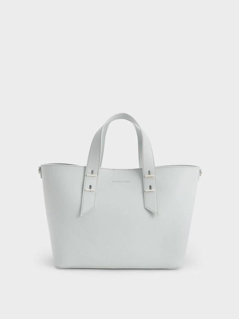 τσάντα hobo Charles And Keith Double Handle ανοιχτο γκρι | 40839-KTZW