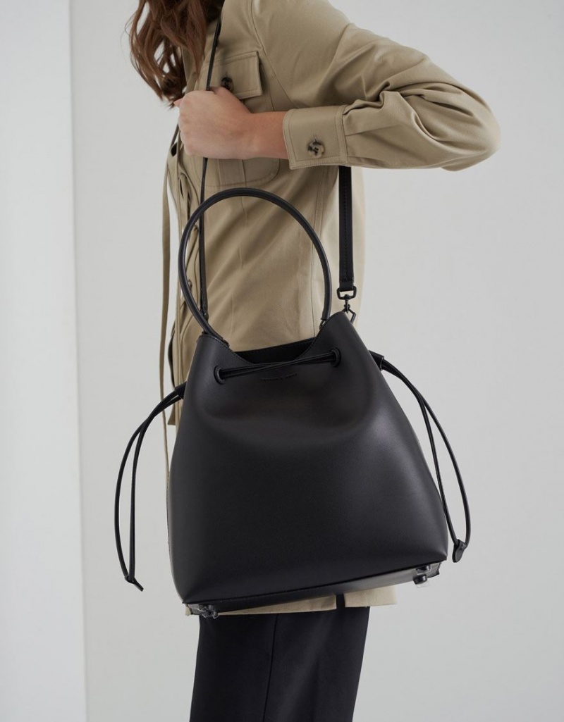 τσάντα hobo Charles And Keith Drawstring μαυρα | 01786-LKXA